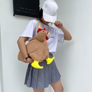 JQWYGB Chicken Purse - Novelty Purses for Women Hen Purse Chicken Cross Body Bag, Funny Chicken Animal Shoulder Handbag (Khaki)