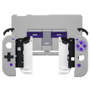 eXtremeRate Dpad Version Custom Full Set Shell for Nintendo Switch, Soft Touch Replacement Console Back Plate, NS Joycon Handheld Controller Housing & Buttons for Nintendo Switch - Classics SNES Style