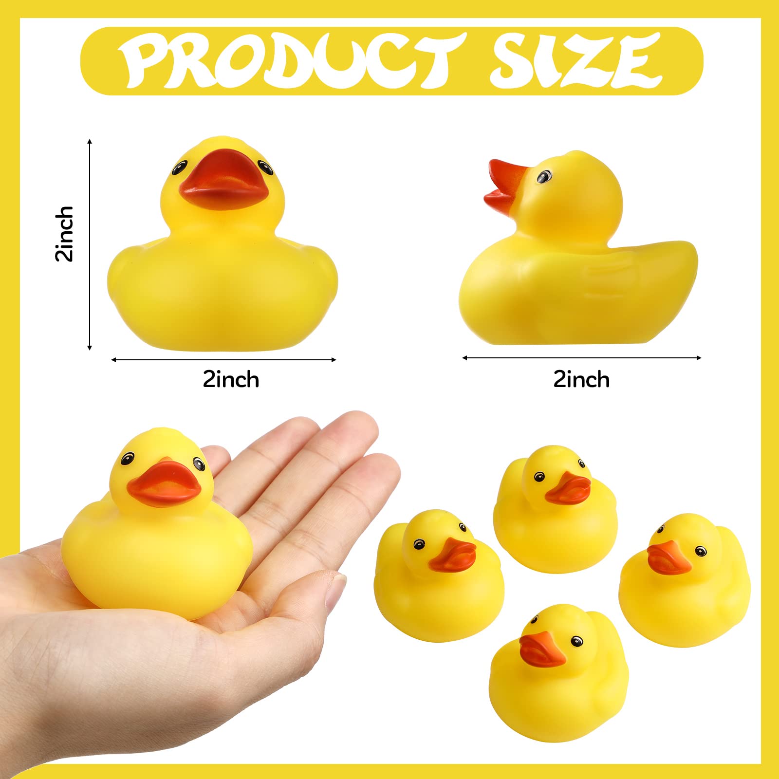 48 Pcs 2 Inch Yellow Rubber Duck Bath Toys large Rubber Ducks Bath Ducks Squeak Bathtub Toys for Birthday Pool Party Decoration Game Supplies Boys and Girls