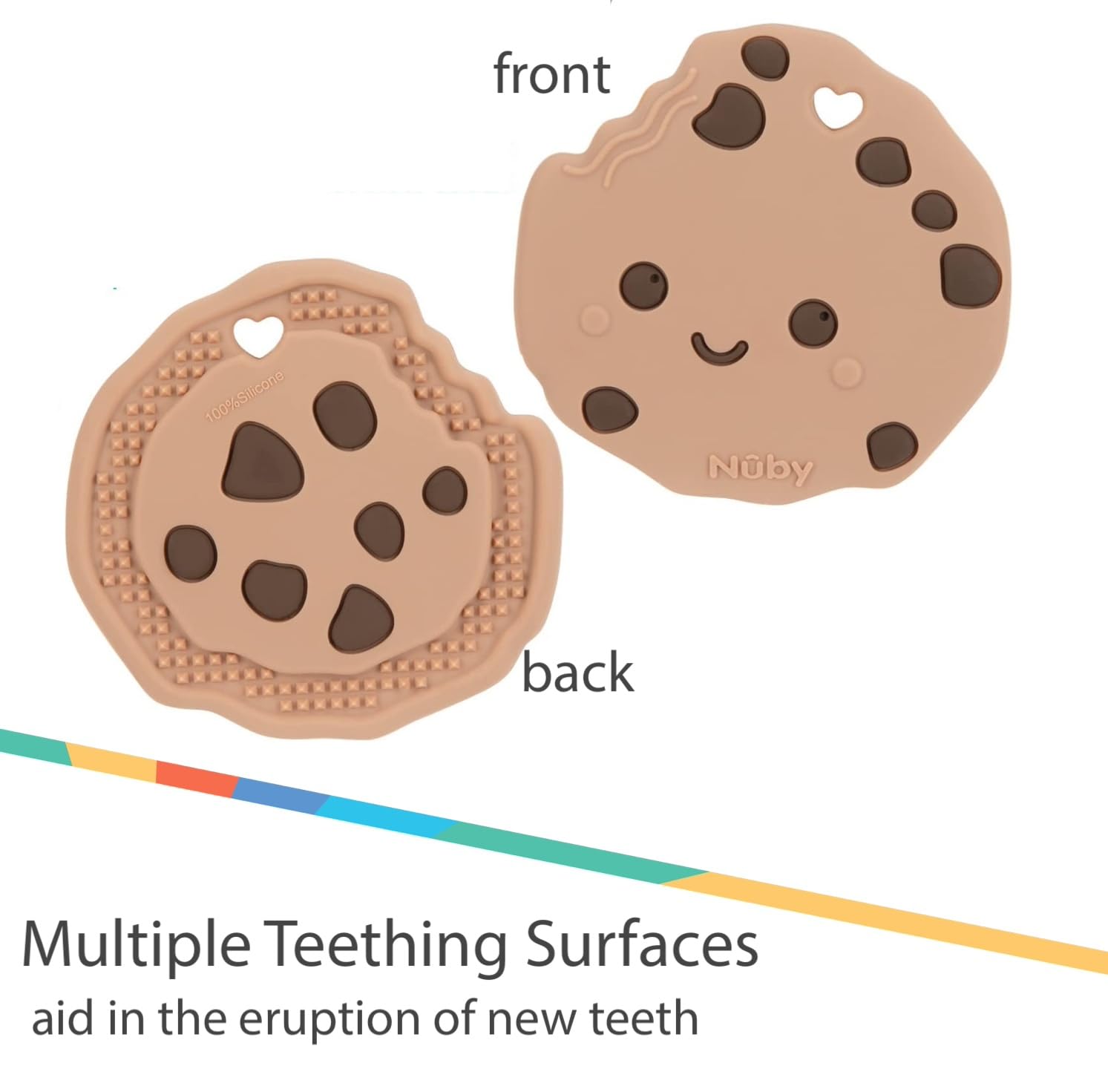 Nuby All Silicone Chocolate Chip Cookie Teether - 3+ Months