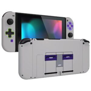 extremerate dpad version custom full set shell for nintendo switch, soft touch replacement console back plate, ns joycon handheld controller housing & buttons for nintendo switch - classics snes style