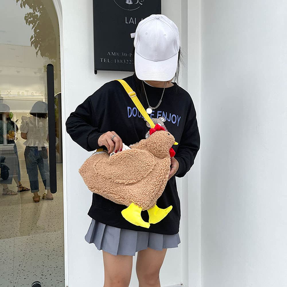 JQWYGB Chicken Purse - Novelty Purses for Women Hen Purse Chicken Cross Body Bag, Funny Chicken Animal Shoulder Handbag (Khaki)