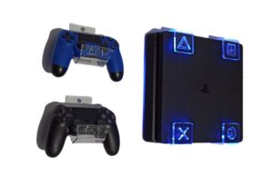 wall mount for ps4 playstation 4 with multicolor led lighting kit + 2 control mount (ps4 (fat))