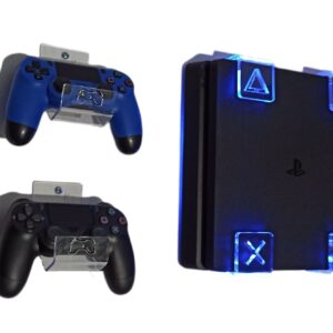 WALL MOUNT FOR PS4 PLAYSTATION 4 WITH MULTICOLOR LED LIGHTING KIT + 2 CONTROL MOUNT (PS4 (FAT))