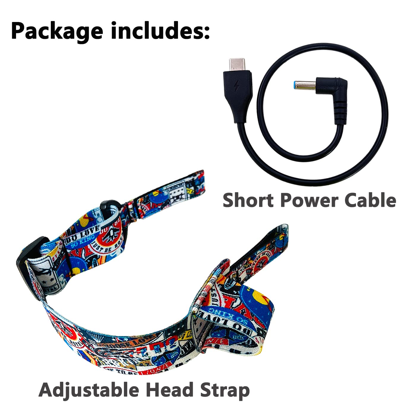 Adjustable Head Strap and Power Cable 30CM for DJI Avata Goggles 2, Power Charging Cable Replacement and Headband Strap for DJI Avata Pro-View Combo Goggles 2 Accessories(Not for FPV Goggles V2)