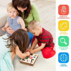 Joyreal Montessori Busy Board Sensory Toys for Toddlers with LED Light Up Switch, Toddler Busy Board Fidget Toys, Educational Learning Fidget Travel Toys for Boys Girls