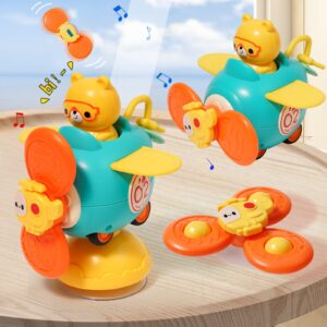 3 in 1 High Chair Toys with Suction Cups Spinner Baby Toys for Babies 6-12 Months,Infant Teething Tray Rattle Bath Toys for Babies 12-18 Months Toddlers Boy Girl Birthday Gifts