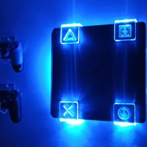 WALL MOUNT FOR PS4 PLAYSTATION 4 WITH MULTICOLOR LED LIGHTING KIT + 2 CONTROL MOUNT (PS4 (FAT))