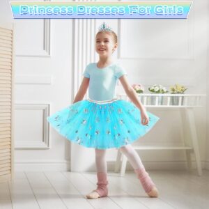 BesJonie Princess Dresses for Girls,Princess Dress Up Clothes Cape Skirt Toys for 3 4 5 6 Year Old Girl Birthday Gift Ideas (Blue Snowflake)