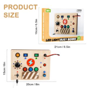 Joyreal Montessori Busy Board Sensory Toys for Toddlers with LED Light Up Switch, Toddler Busy Board Fidget Toys, Educational Learning Fidget Travel Toys for Boys Girls