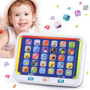 play spanish & english learning tablet for toddlers 1-3, kids bilingual interactive alphabet abc letters, words, color learning toys tablets, educational toy for 2+ year old kids babies 18 month+