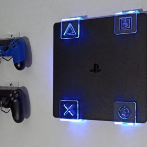 WALL MOUNT FOR PS4 PLAYSTATION 4 WITH MULTICOLOR LED LIGHTING KIT + 2 CONTROL MOUNT (PS4 (FAT))