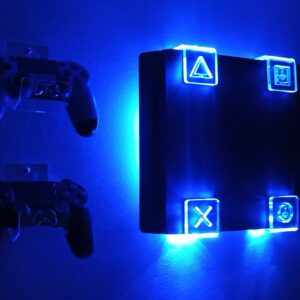 WALL MOUNT FOR PS4 PLAYSTATION 4 WITH MULTICOLOR LED LIGHTING KIT + 2 CONTROL MOUNT (PS4 (FAT))