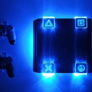 WALL MOUNT FOR PS4 PLAYSTATION 4 WITH MULTICOLOR LED LIGHTING KIT + 2 CONTROL MOUNT (PS4 (FAT))