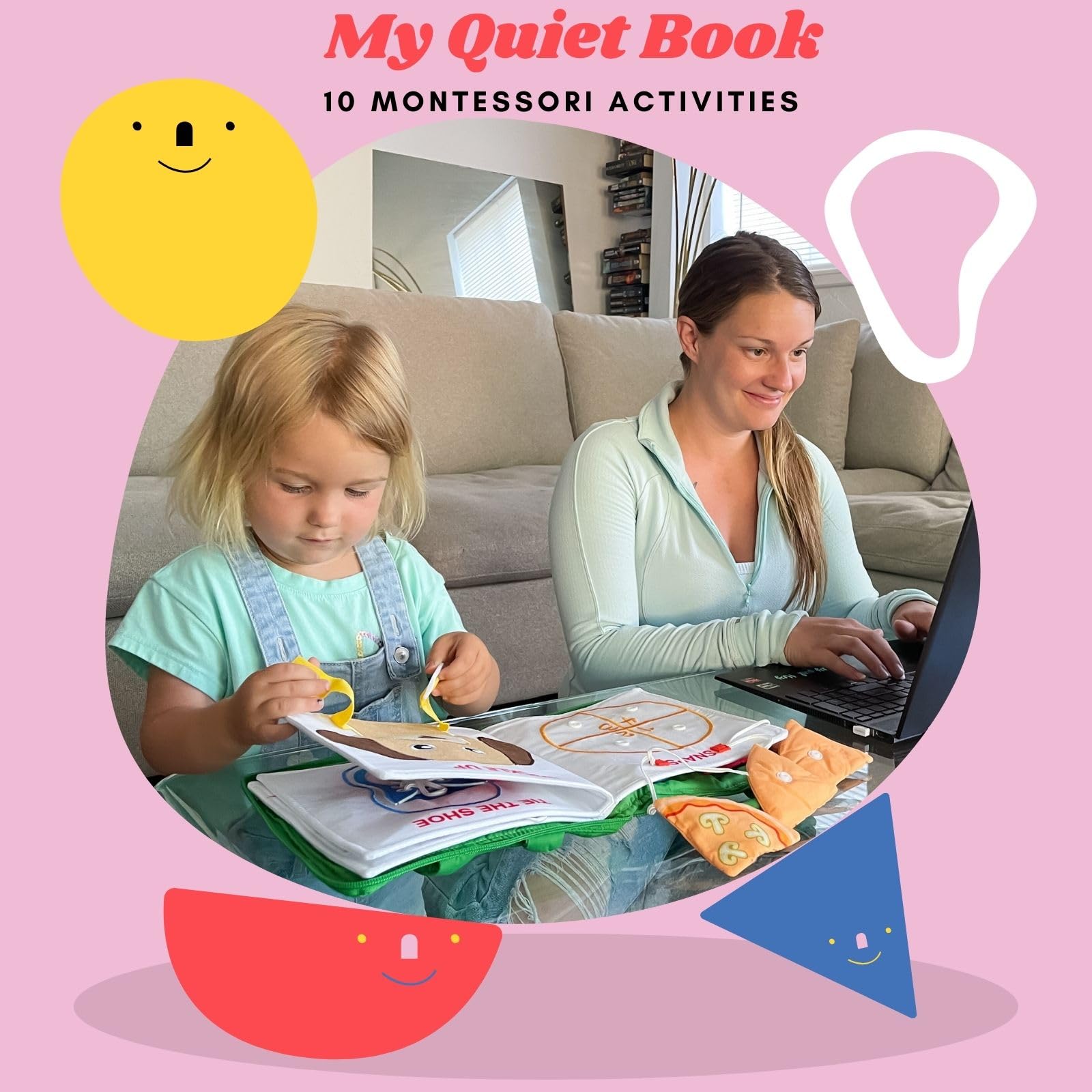 My Quiet Book - Toddler Travel Toys for Age 1 2 3 4, Airplane Activities for Toddlers 1-3 with 10 Activities, Montessori Busy Book for Toddlers 1-3, Toys for 2 Year Old Girl & Boy with Belongs to Tag