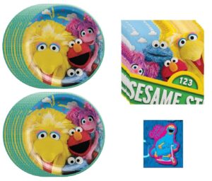 amscan sesame street elmo party supplies bundle pack includes lunch plates and lunch napkins (bundle for 16)