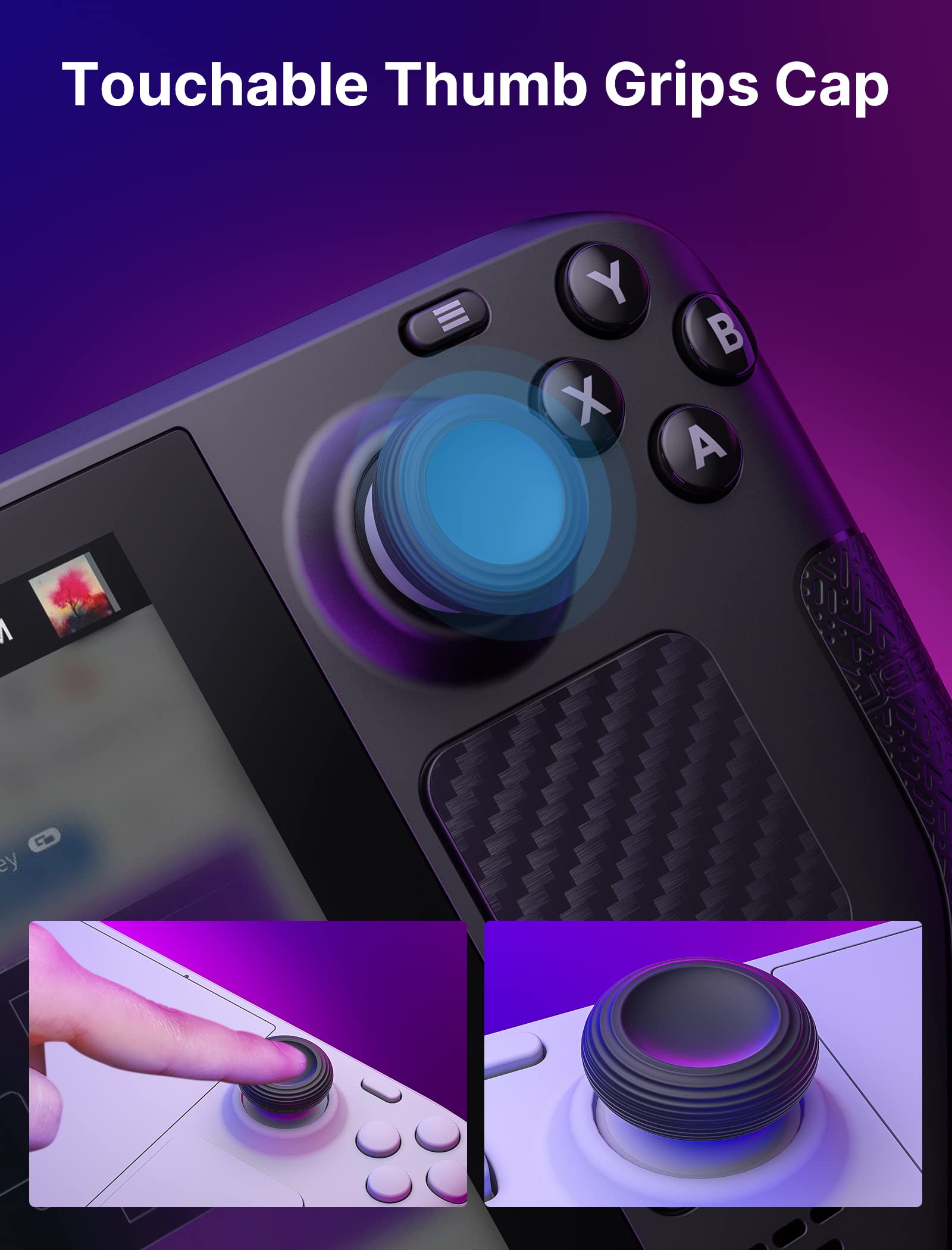 JSAUX Skin Stickers Set Compatible for Steam Deck/Steam Deck OLED, Steam Deck Anti-Slip Grip Stickers, Steam Deck Touchpad Protector, Steam Deck Thumb Grip Caps, Touch Front & Back Protector Set