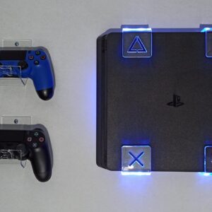 WALL MOUNT FOR PS4 PLAYSTATION 4 WITH MULTICOLOR LED LIGHTING KIT + 2 CONTROL MOUNT (PS4 (FAT))