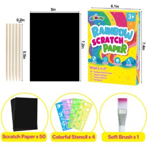 QXNEW Scratch Paper Art Gifts: Rainbow Scratch Off Art-Craft Supplies Kits Pad for 3 4 5 6 7 8 Year Old Boys Girls Toys for Birthday Christmas Halloween Thanksgiving Party Favors Fun Games