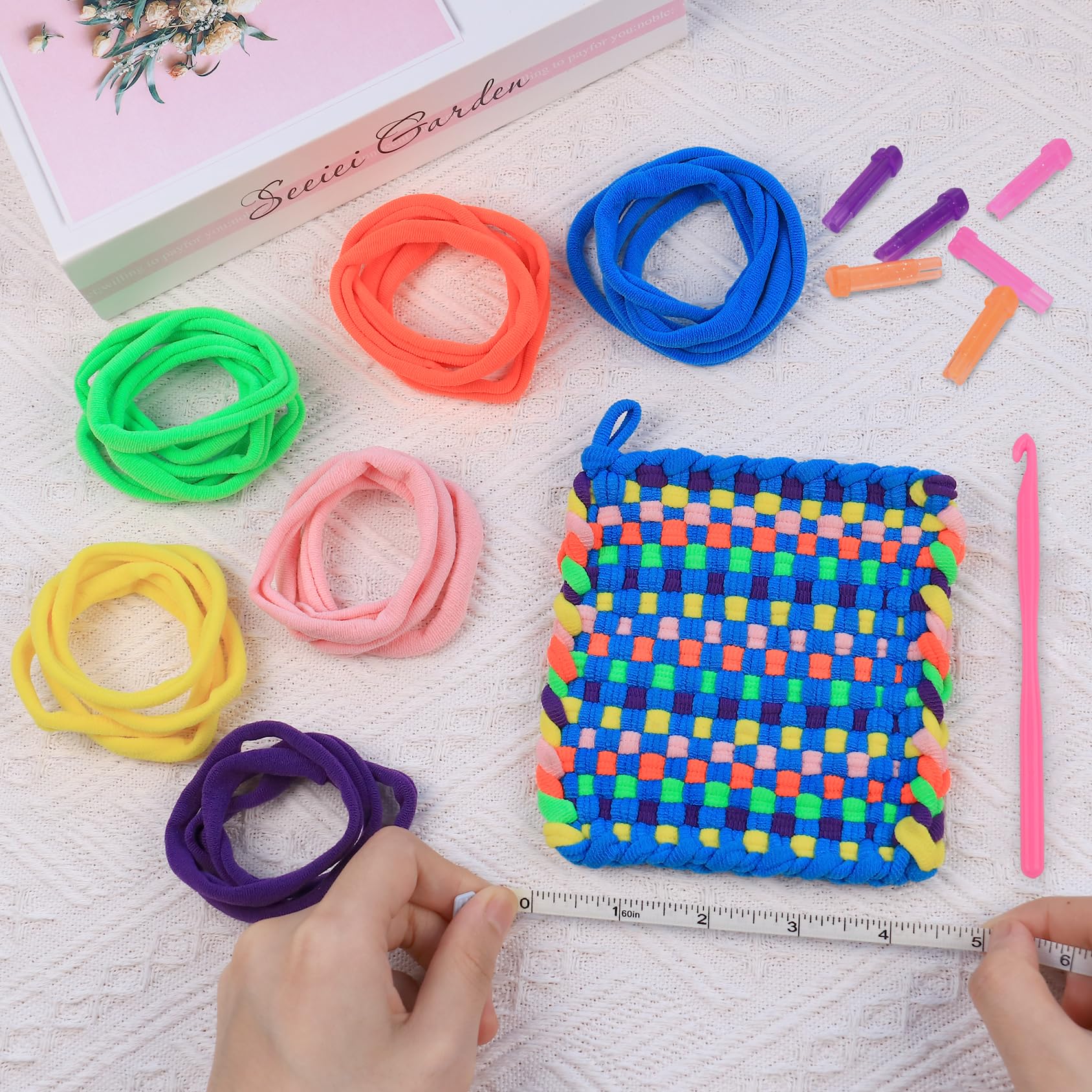 IQKidz Weaving Loom Kit for Kids and Adults - Potholder Weave Looming Toys, Gift for Girls Ages 6 7 8 9 10 11 12 13 Years Old and Above, Square Buildable Loom Knitting Activity, 224 Craft Loops