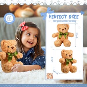 HyDren 24 Pcs Cute Stuffed Bear Plush Doll Gift Bulk 10 Inch Children's Sleeping and Playing Bear Toy Preschool Animals Christmas Party Favor Brown Bear with Bow Tie for Baby Shower Birthday