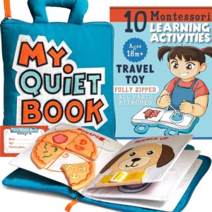 My Quiet Book - Toddler Travel Toys for Age 1 2 3 4, Airplane Activities for Toddlers 1-3 with 10 Activities, Montessori Busy Book for Toddlers 1-3, Toys for 2 Year Old Girl & Boy with Belongs to Tag