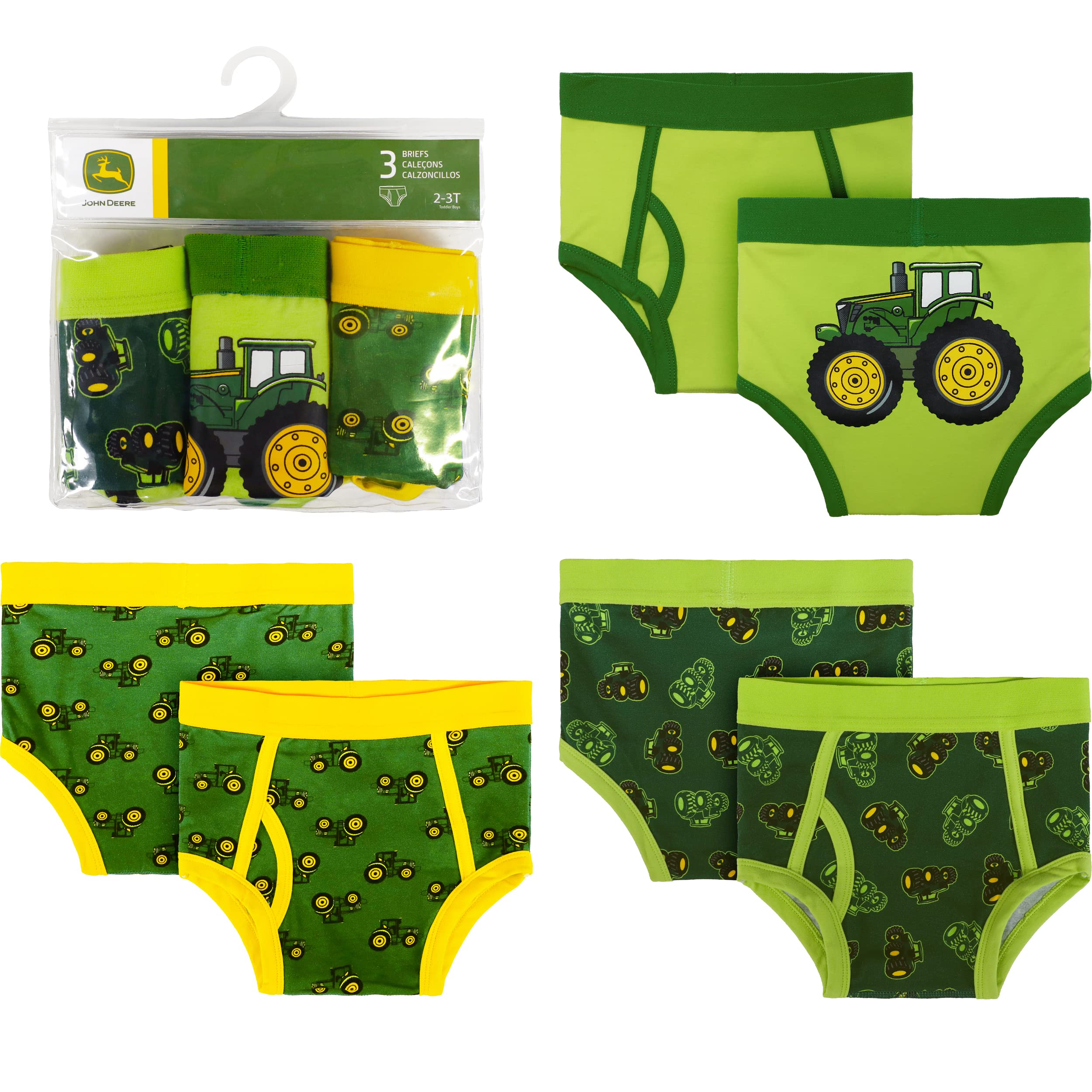 John Deere Boys' Toddler Child Underwear Brief, Green Lime Green Dark Green, 4T-5T