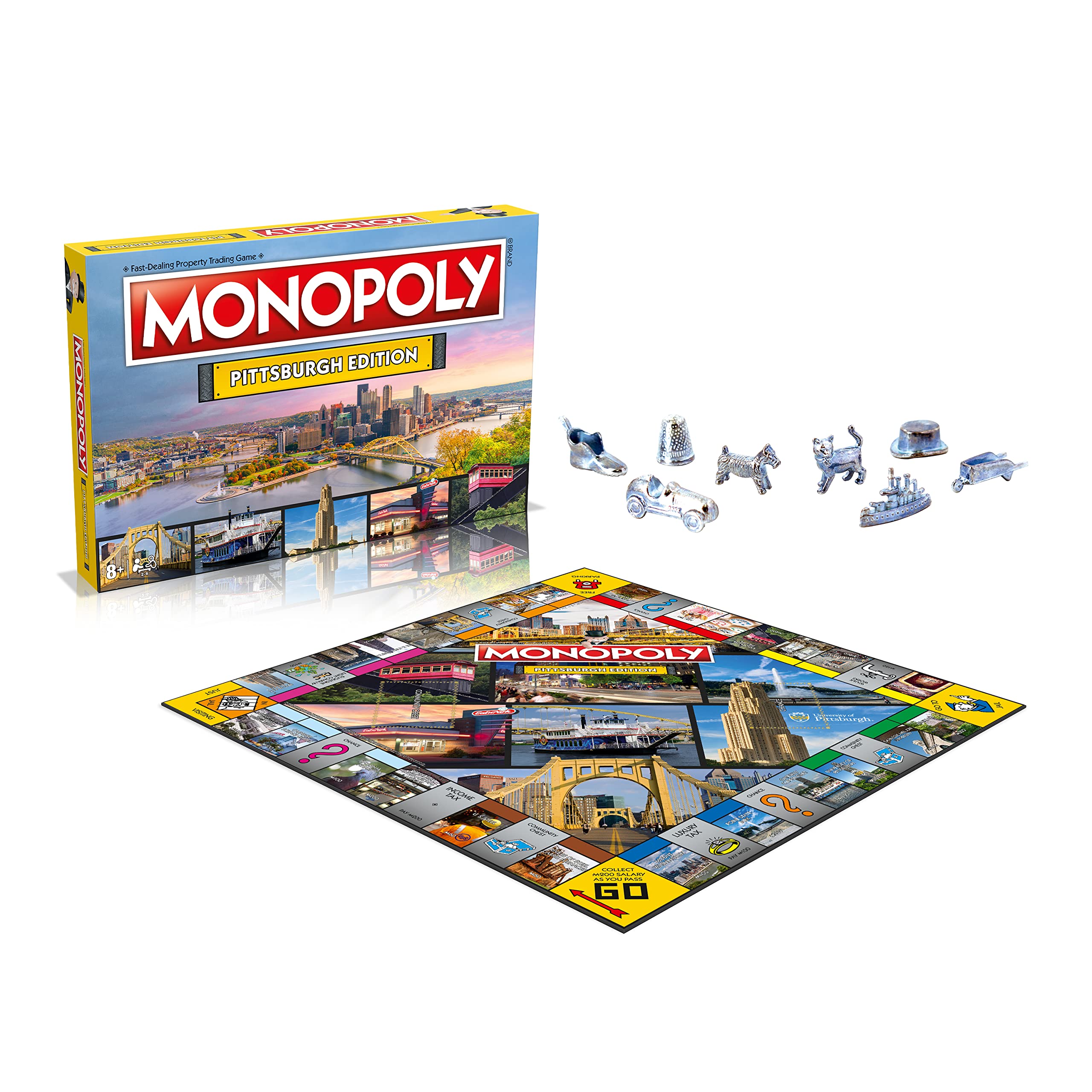 MONOPOLY Board Game - Pittsburgh Edition: 2-6 Players Family Board Games for Kids and Adults, Board Games for Kids 8 and up, for Kids and Adults, Ideal for Game Night