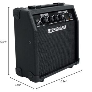 Rockville G-AMP 10 Watt Guitar Amplifier Amp with Bluetooth + Clean/Distortion