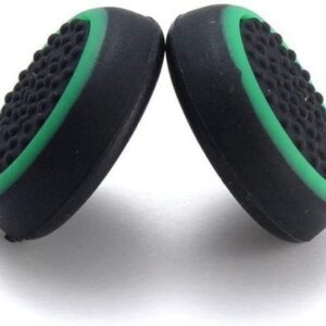 2PCS Joystick Cap Silicone Rubber Thumb Stick Grip Caps for PS5 PS4 Pro Slim PS3 Xbox 360 Xbox One Xbox One X Elite Controller (Black-Green)