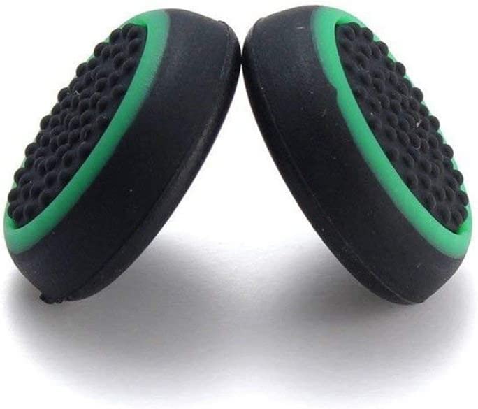 2PCS Joystick Cap Silicone Rubber Thumb Stick Grip Caps for PS5 PS4 Pro Slim PS3 Xbox 360 Xbox One Xbox One X Elite Controller (Black-Green)