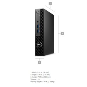 Dell Optiplex 3000 MFF Business Desktop, 12th Gen Intel Core i5-12500T, 16GB RAM, 1TB SSD, HDMI, RJ-45, Wired KB&Mouse, Displayport, Wi-Fi 6, Windows 11 Pro, Black