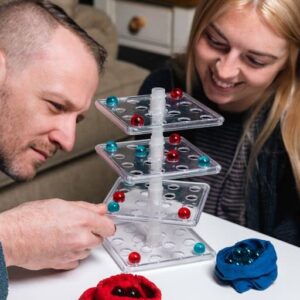 Jokari Take the Tower 3D Strategy Board Game for 2 To 4 Kids or Adults of Any Age. Easily Attach Rotating Playing Surfaces, Like Connect 4 Try to Align 4 Marbles, Turn a Level to Alter Opponent's Plan