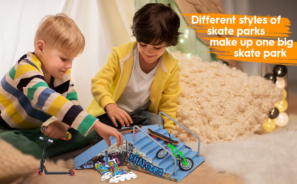 Mini Skateboard and Technology Skateboard Deck FingerToy Set, Skateboard Park Kit Ramp Parts, Unique Birthday Gift Ideas for Young Boys and Girls Ideas