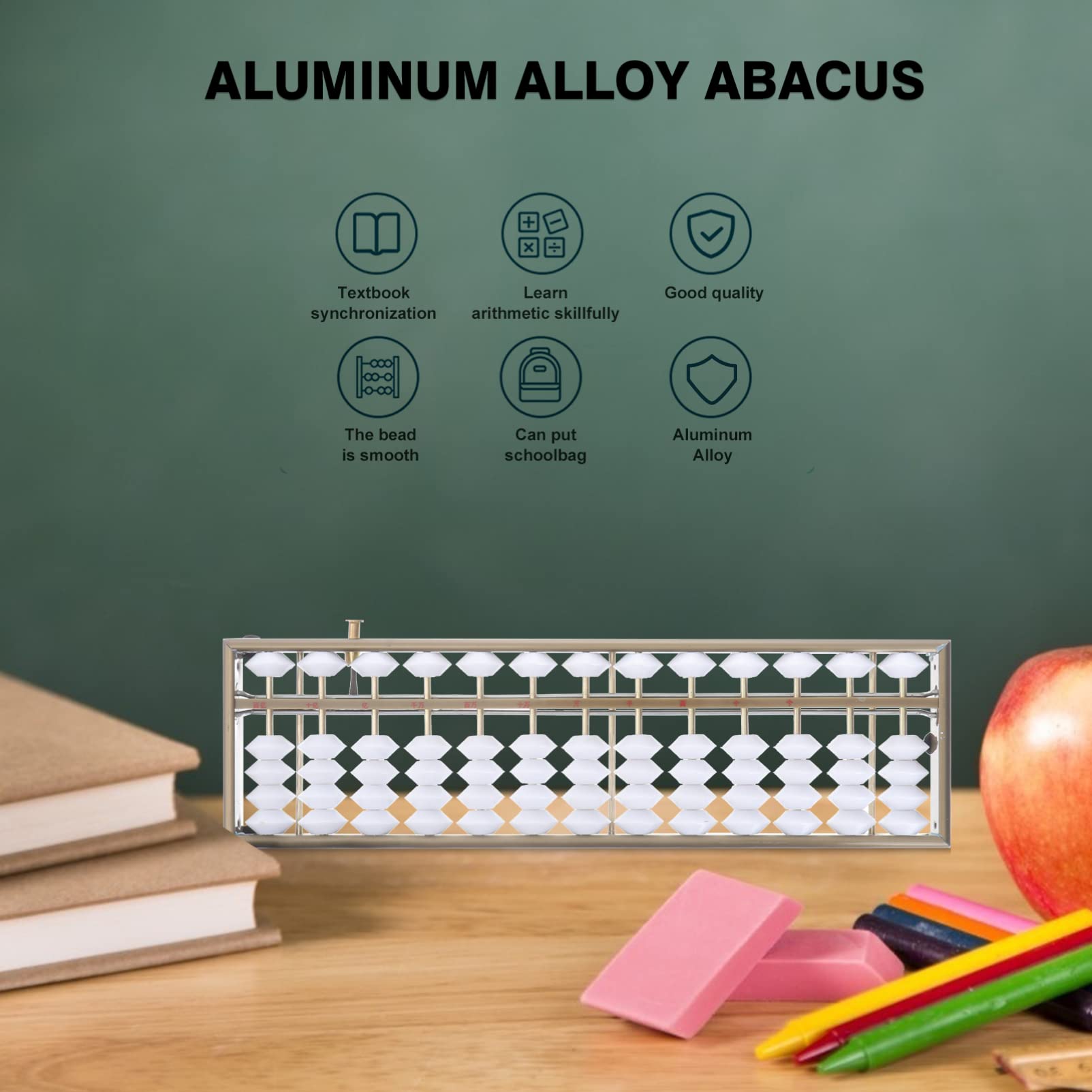 NUOBESTY 2 Pcs Abacus Chinese Counting Tool Kids Math Toys Old Chinese Calculator Chinese Bead Counter Toys for Toddlers Childrens Toys Student Aluminum Alloy Universal Japan White