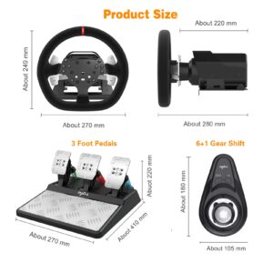 PXN Force Feedback PC Racing Wheel, 270/900 Degree V10 Driving Gaming Steering Wheel with 3 Pedals and 6+1 Shifter for Windows PC, PS4, Computer, Multi-Platform, Plug and Play