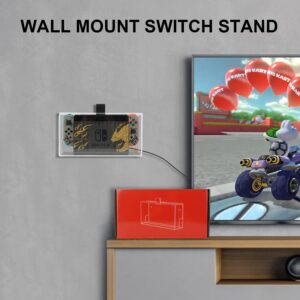 Desing Wish Switch Wall Mount Holder Compatible with Nintendo Switch/OLED Dock, Switch Dock Cover Clear Protective Box Dust Cover Display Box Acrylic Wall Mount Stand for Nintendo Switch Dock