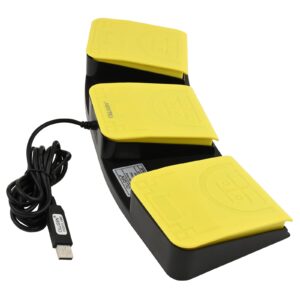 OLLGEN USB Foot Pedal for PC Gaming,Optical Control Foot Switch,Computer Map Mouse Keyboard Hotkey Combination Key Keypress Simulator Program Page Turner Transcription HID (USB Triple Foot Pedal)