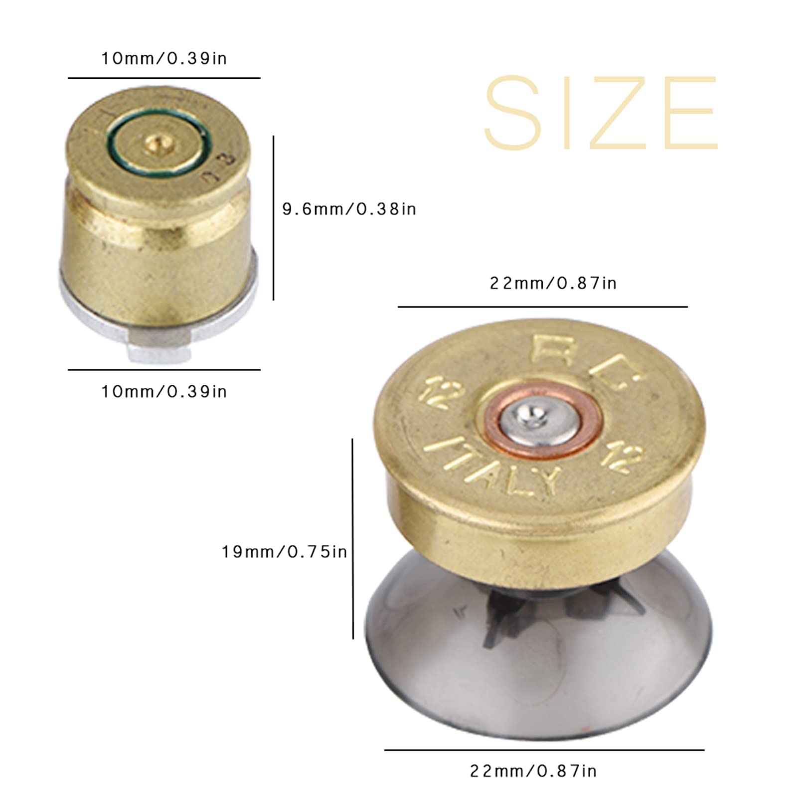 Bullet Buttons Bullet, Mod Kit, 6Pcs Gold Metal Bullet Buttons and Thumbstick Mod Kit Fit for PS4 Controller