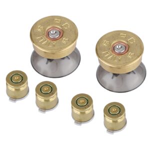 Bullet Buttons Bullet, Mod Kit, 6Pcs Gold Metal Bullet Buttons and Thumbstick Mod Kit Fit for PS4 Controller