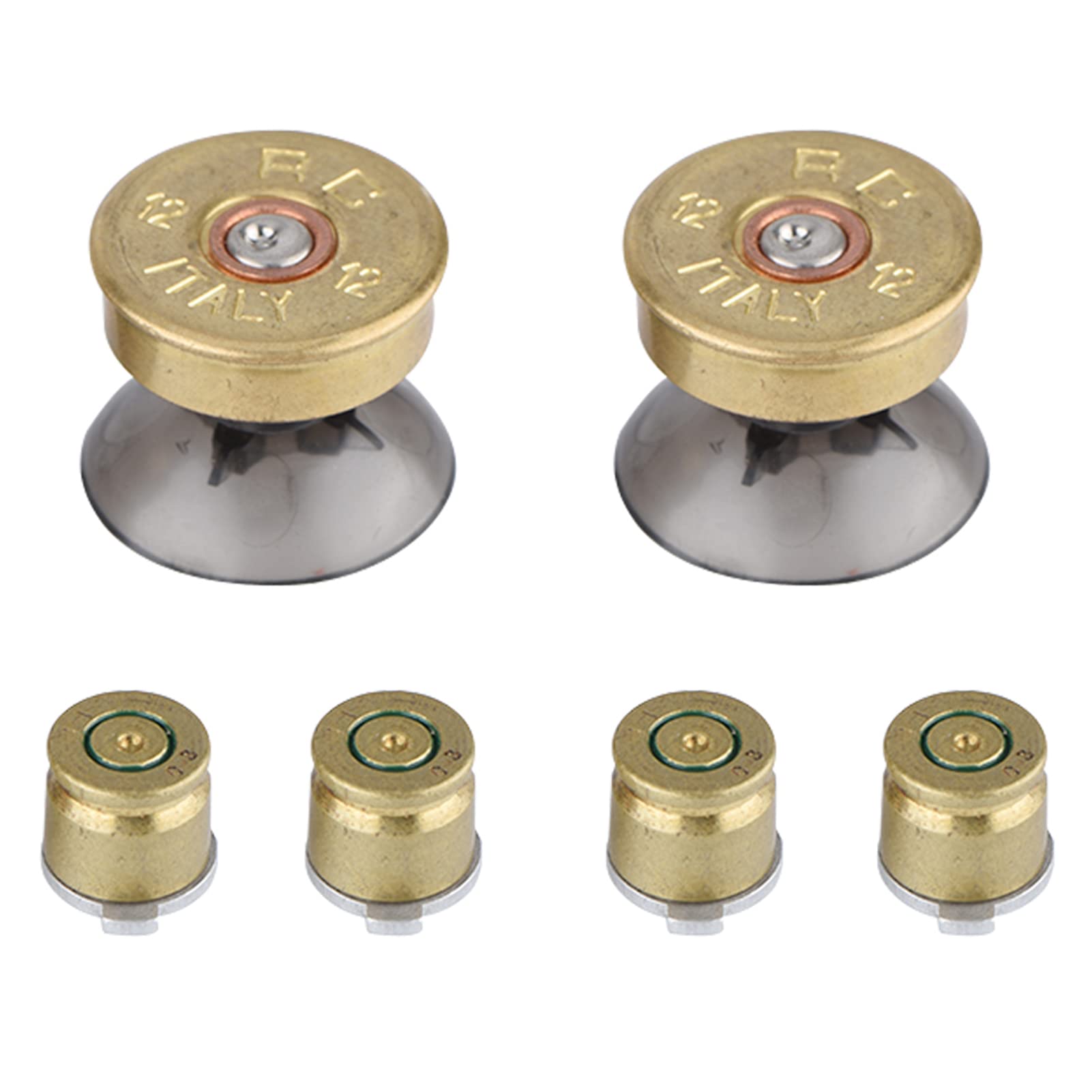 Bullet Buttons Bullet, Mod Kit, 6Pcs Gold Metal Bullet Buttons and Thumbstick Mod Kit Fit for PS4 Controller