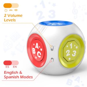 Talkfun Bilingual Cube Learning Toy for 1+ Year Old Boy Girl Gift, Musical Developmental Baby Toy 12-18 Month, Educational Toy for Toddler Age 1-2, First Christmas 1st Birthday Gifts for One Year Old