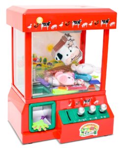 bundaloo claw machine arcade game - electronic mini candy and toy grabber dispenser - with sound & 3 mini plush farm animals