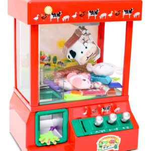 Bundaloo Claw Machine Arcade Game - Electronic Mini Candy and Toy Grabber Dispenser - with Sound & 3 Mini Plush Farm Animals