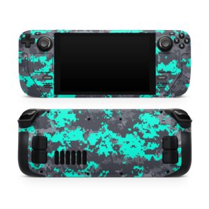 Design Skinz - Compatible with Steam Deck - Skin Decal Protective Scratch-Resistant Removable Vinyl Wrap Cover - Bright Teal and Gray Digital Camouflage