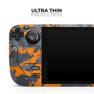 Design Skinz - Compatible with Steam Deck - Skin Decal Protective Scratch-Resistant Removable Vinyl Wrap Cover - Bright Orange and Gray Digital Camouflage