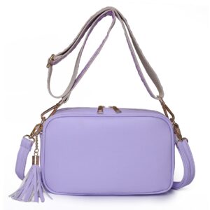 women camera bag purse, convertable crossbody bags, interchangeable strap shoulder purse with tassel, purple