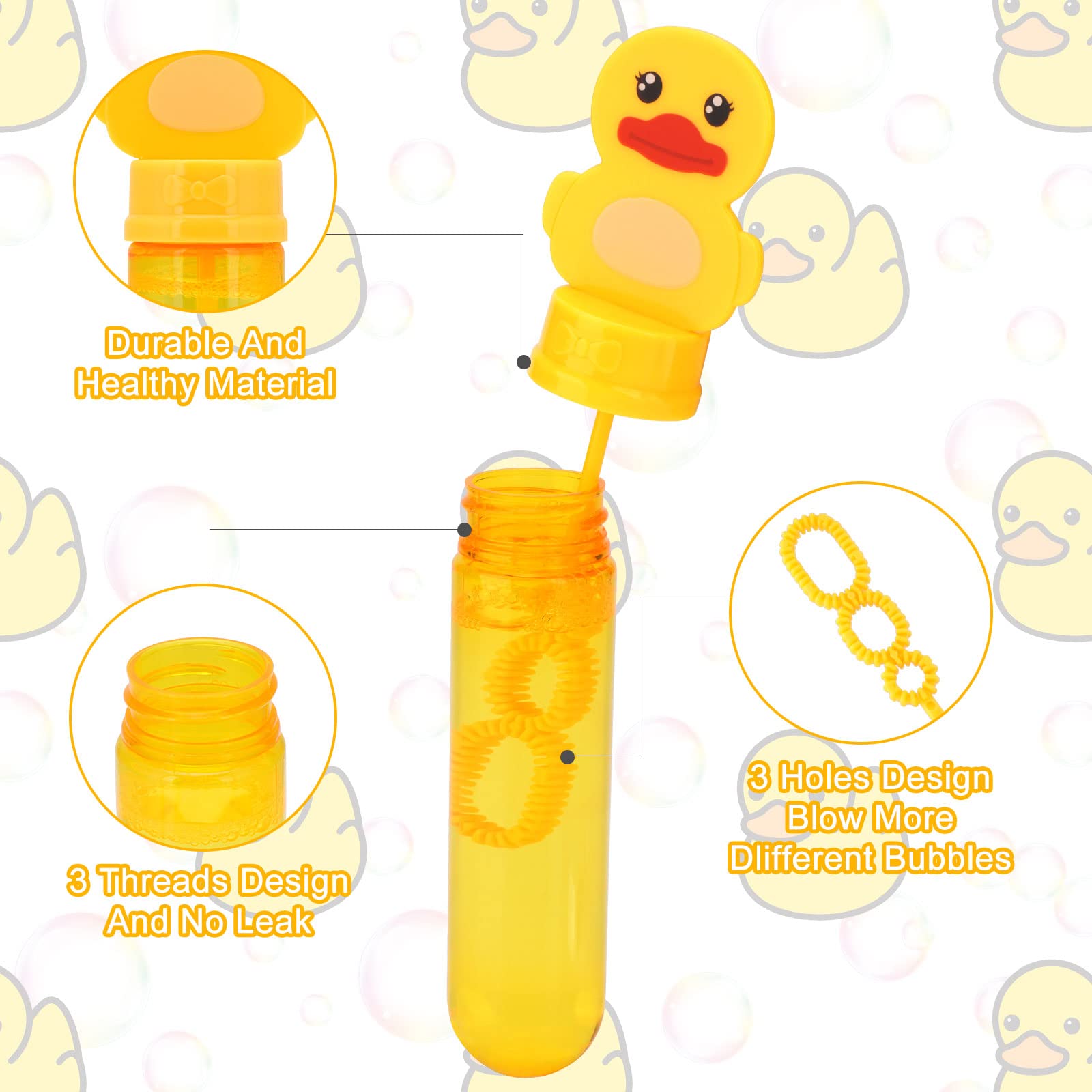 Bubbles for Kids Rubber Duck Toy Party Favors 24 pcs Outdoor Bubble Wands Birthday Party Gift Bath Toy Rubber Duck Pool Toy Rubber Duck