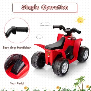 OLAKIDS Kids Ride On ATV, 6V Electric Vehicle for Toddlers, 4 Wheeler Battery Powered Motorized Quad Toy Car for Boys Girls with LED Lights, Horn (Garnet)