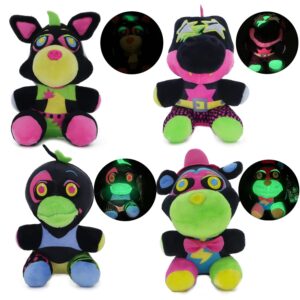 kahopy glow in the dark plush freddy stuffed animals black light plush toy, 2 golden bear figures, collectible gifts for kids fans